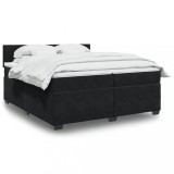 Cumpara ieftin Pat box spring cu saltea, negru, 200x200 cm, catifea