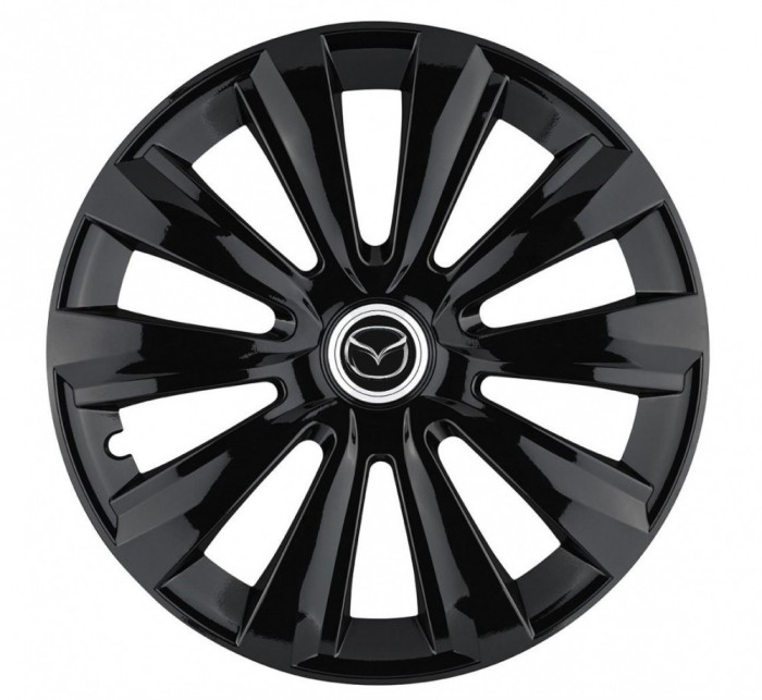 Set 4 Capace Roti Autohelix MSA&reg;, potrivite jantelor de R14, pentru Mazda, model delta negru
