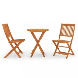 Set mobilier de exterior pliabil, 3 piese, lemn masiv eucalipt