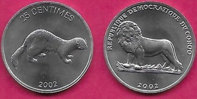 C10 CONGO D R 25 cent 2002 UNC 2 foto