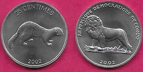 C10 CONGO D R 25 cent 2002 UNC 2