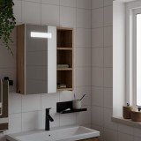 vidaXL Dulap Baie cu Oglinda LED Stejar 45x13x52 cm - Corpuri Baie Moderne