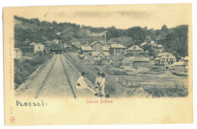 5242 - DOFTANA, Prahova, salt mines, railway, Romania - old postcard - used 1907 foto