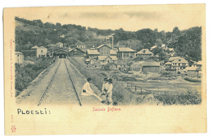 5242 - DOFTANA, Prahova, salt mines, railway, Romania - old postcard - used 1907