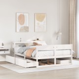 VidaXL Cadru de pat fără saltea, alb, 160x200 cm, lemn masiv pin