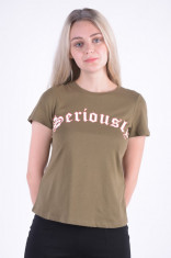 Tricou bumbac Vero Moda Dark Olive Seriously foto