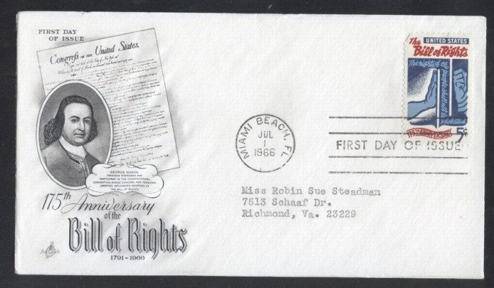 United States 1966 UNO Bill of rights FDC K.640