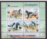 114-UGANDA 2012-GROTH 509-Bloc cu 4 timbre nestampilate PASARI-SECRETARYBIRD,MNH, Nestampilat