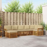 vidaXL Seturi de canapele 7 pcs Natural și Bej Lemn Solid de Acacia 3375158