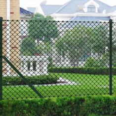 vidaXL Gard de legatura din plasa cu stalpi, verde, 1,25 x 15 m, o?el foto