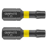 Set biti de impact TX25X25mm 1/4&quot; 2buc. GRAPHITE 56H514 HardWork ToolsRange