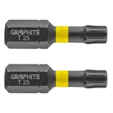 Set biti de impact TX25X25mm 1/4&quot; 2buc. GRAPHITE 56H514 HardWork ToolsRange