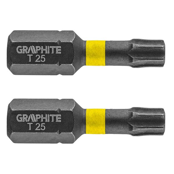 Set biti de impact TX25X25mm 1/4&quot; 2buc. GRAPHITE 56H514 HardWork ToolsRange