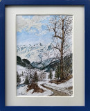 Cumpara ieftin H. Kumpf-&quot;Peisaj de iarnă&quot;, acuarelă, tablou (2001), Peisaje, Acuarela, Impresionism