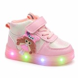 Cumpara ieftin Pantofi sport inalti cu luminite, Model Papusa, Piele ecologica, Fete, Roz