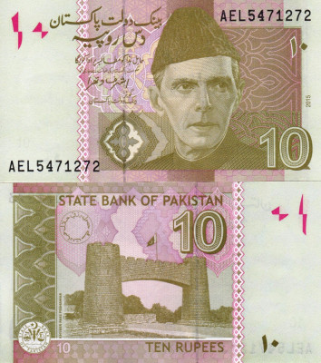 PAKISTAN 10 rupees 2015 UNC!!! foto
