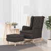 Fotoliu Balansoar Gossi Gri Inchis cu Taburet, Material Textil, Relaxare Confortabila, Living/Dormitor