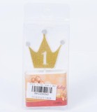 Lumanare Tort Cifra 0-9 cu Coroana si Sclipici - Partie Candles, Ceara, 9cm, Petrecere Aniversare
