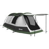 Outsunny Cort de camping familial 3-4 pers. - cort tunel cu foișor impermeabil 3000 mm ușor de ventilat | Aosom Romania