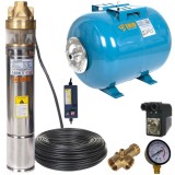 Cumpara ieftin Kit hidrofor 100L cu pompa submersibila IBO Polonia 4SKM150 cu panou control, 1100W, debit 50l/min, H refulare 107m, 20m cablu