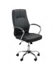 Scaun birou OFF 331, mecanism inclinare, piele ecologica, baza cromata, 110 kg, negru