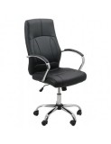 Scaun birou OFF 331, mecanism inclinare, piele ecologica, baza cromata, 110 kg, negru