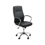 Scaun birou OFF 331, mecanism inclinare, piele ecologica, baza cromata, 110 kg, negru