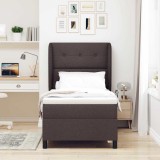 VidaXL Pat cu arcuri cu saltea Maro &icirc;nchis 100 x 200 cm țesătură