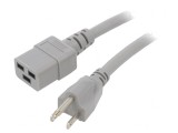 Cablu Alimentare 3m Gri IEC C19 la NEMA 5-15 15A