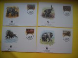 HOPCT PLIC FDC S NR 272 SET 4 FDC -FAUNA-ELEFANT AFRICAN UGANDA 1991