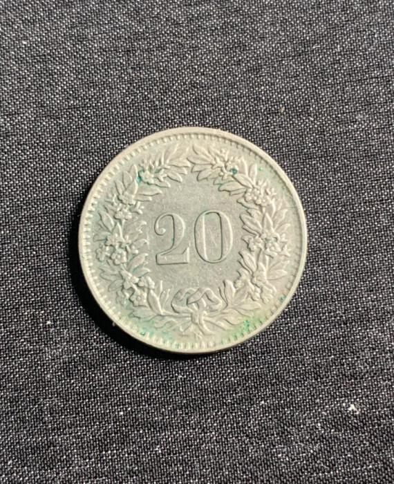 Moneda 20 rappen 1965 Elvetia