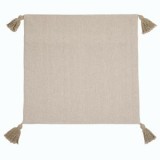 Fată de pernă decorativă din bumbac, Bej, cu ciucuri, 43x43 cm, CMCLASS