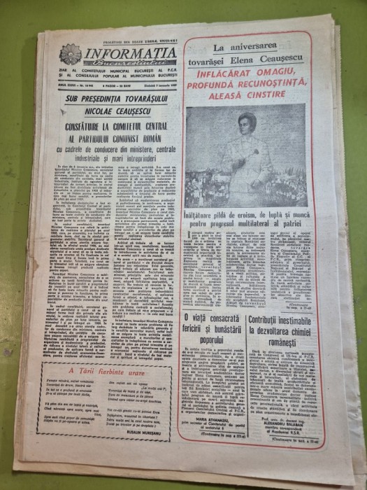 ziarul informatia bucurestiului 7 ianuarie 1989 - ziua de nastere a elenei ceausescu