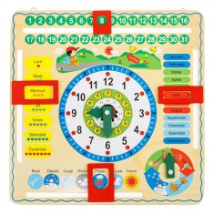 Calendar Educativ Lemn, Model Interactiv, Dimensiune 30.5x30.5 cm, Multicolor