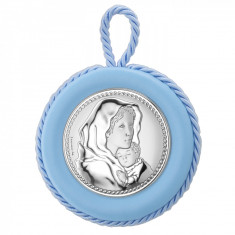 Medalion Patut Maica Domnului Feruzzi Argint 6.5cm Albastru COD: 4287