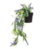 Ghiveci Decorativi din Plastic Negru cu Plantă Artificială de Lavandă Curgătoare, CMCLASS