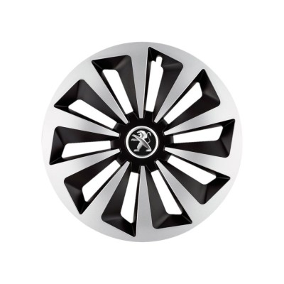 Set 4 capace roti Fox Gri-Negru R15 Compatibil Cu Peugeot foto