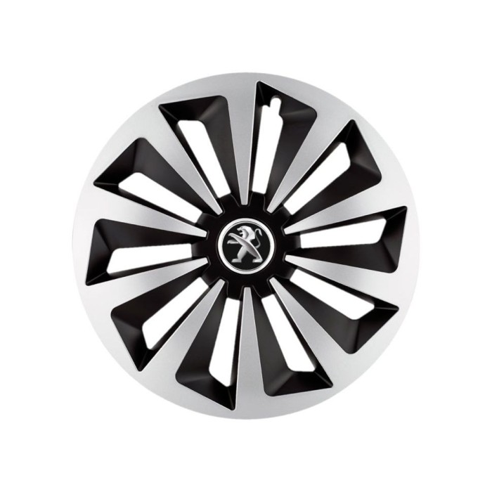 Set 4 capace roti Fox Gri-Negru R15 Compatibil Cu Peugeot