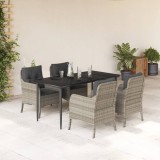 Cumpara ieftin Set mobilier de grădină cu perne, 5 piese gri deschis poliratan