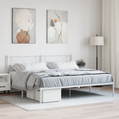 vidaXL Cadru de pat metalic cu tăblie, alb, 183x213 cm