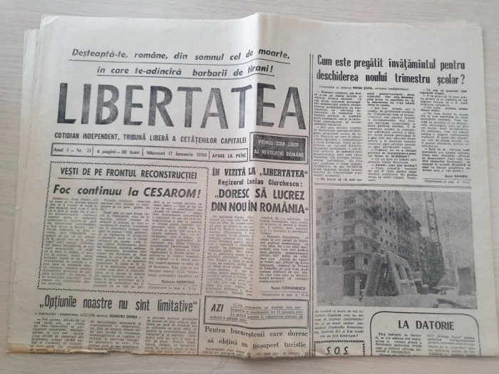 libertatea 17 ianuarie 1990-articol si foto cu vapoarele lui ceusescu