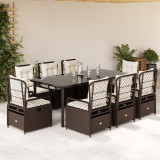 Set mobilier de gradina cu perne, 9 piese, maro, poliratan GartenMobel Dekor, vidaXL