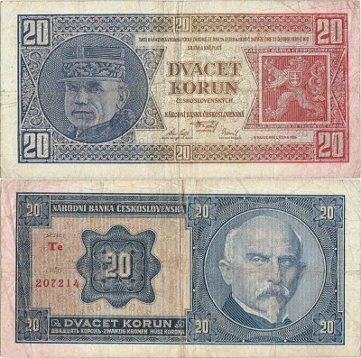 1926 (1 X), 20 korun (P-21a) - Cehoslovacia foto