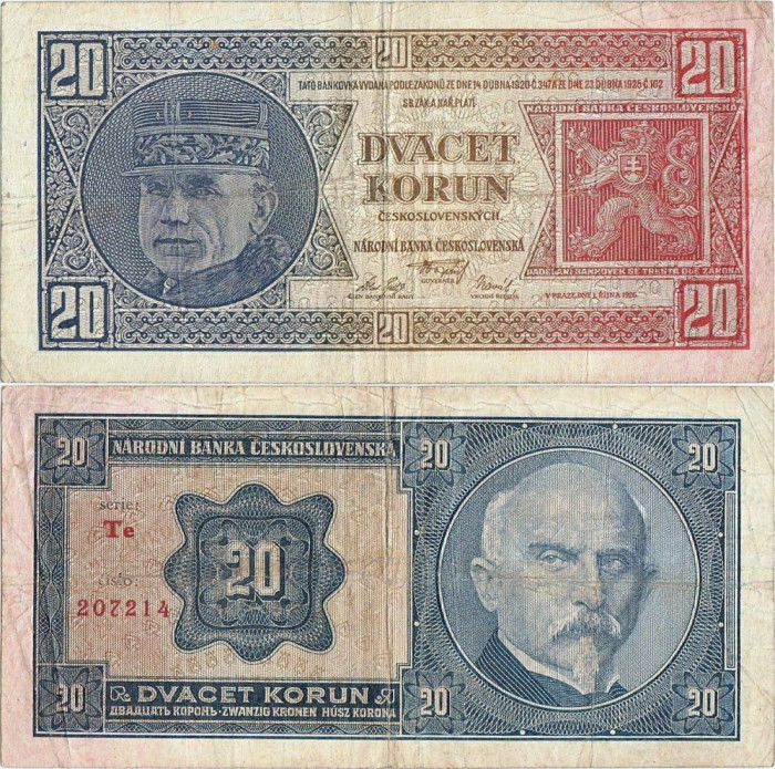 1926 (1 X), 20 korun (P-21a) - Cehoslovacia