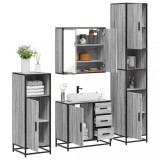 Set de mobilier de baie 4 piese Lemn stratificat gri Sonoma