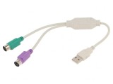 Adaptor USB 2.0 la PS/2 Dual Alb 0.3m, Gembird
