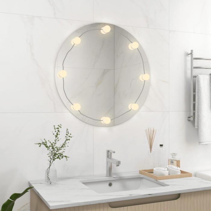 Gossi oglinda de perete cu lumini led, sticla, rotunda