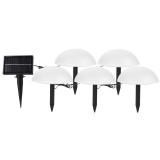 Lampa solara decorativa eMazing pentru gradina in forma de ciuperca, 5 ciuperci, alb cald