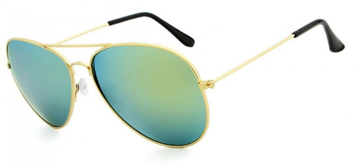 Ochelari de soare Aviator Verde cu reflexii cu Auriu, Polarizati