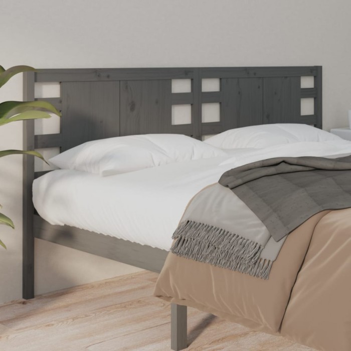vidaXL Tăblie de pat, gri, 126x4x100 cm, lemn masiv de pin 818762